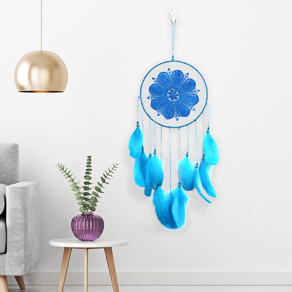Dream Catcher White Feather Wind Chimes Wall Hanging Handmade Beads Romantic Art Crafts for Party Home Office Hanging Decoration