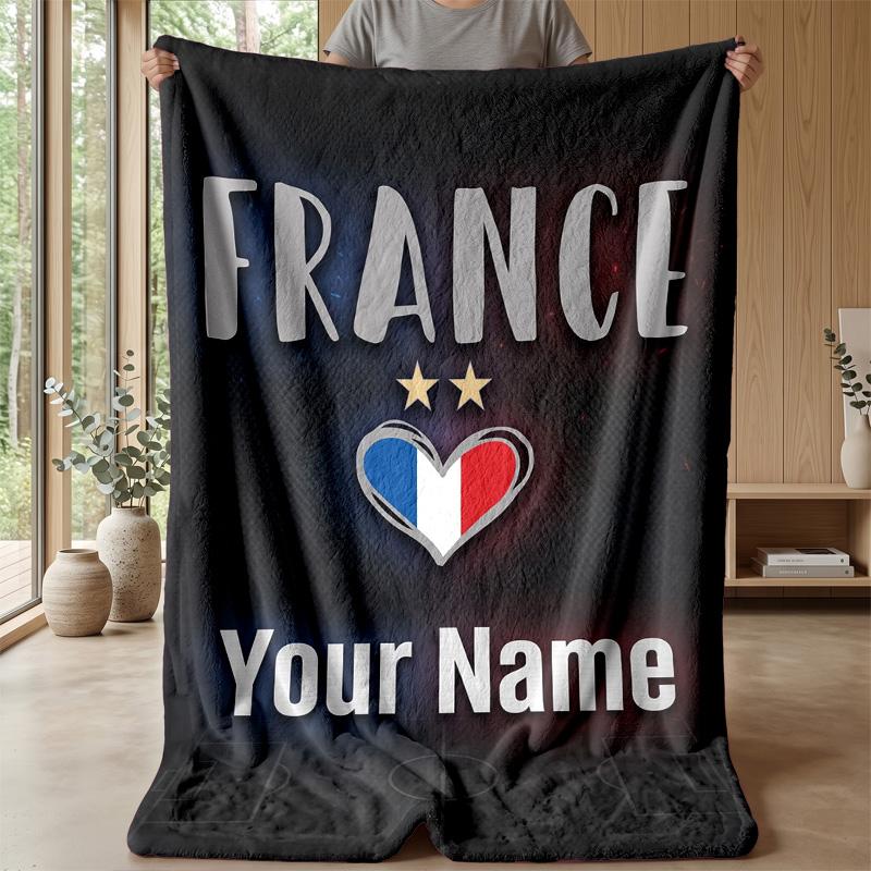 Custom Text Flannel Throw Blanket, Lightweight Cozy Bed Sofa BlanketFrance National Football Team