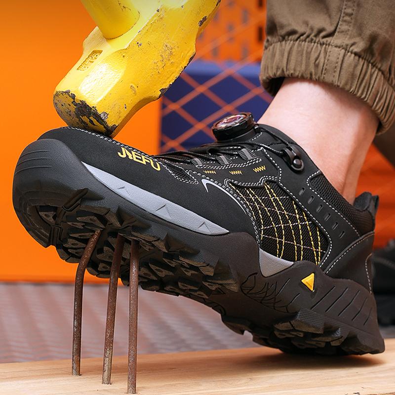 Quality Men Insulating Shoes Rotating Button Safety Shoes Men Boots Work Sneakers Steel Toe Shoes Puncture-Proof Security Shoes