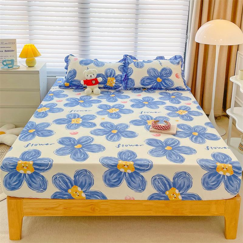 1pc Fitted Sheet Simple Style Bed Cover Soft Bedsheet Elastic Mattress Protector Home Bed Linen sabanas para cama(No Pillowcase)