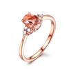 Ring aus Roségoldplattiertem Imitat-Naturrotgranat, Schlichter Damenschatz mit Zirkonia-Diamanten besetzt