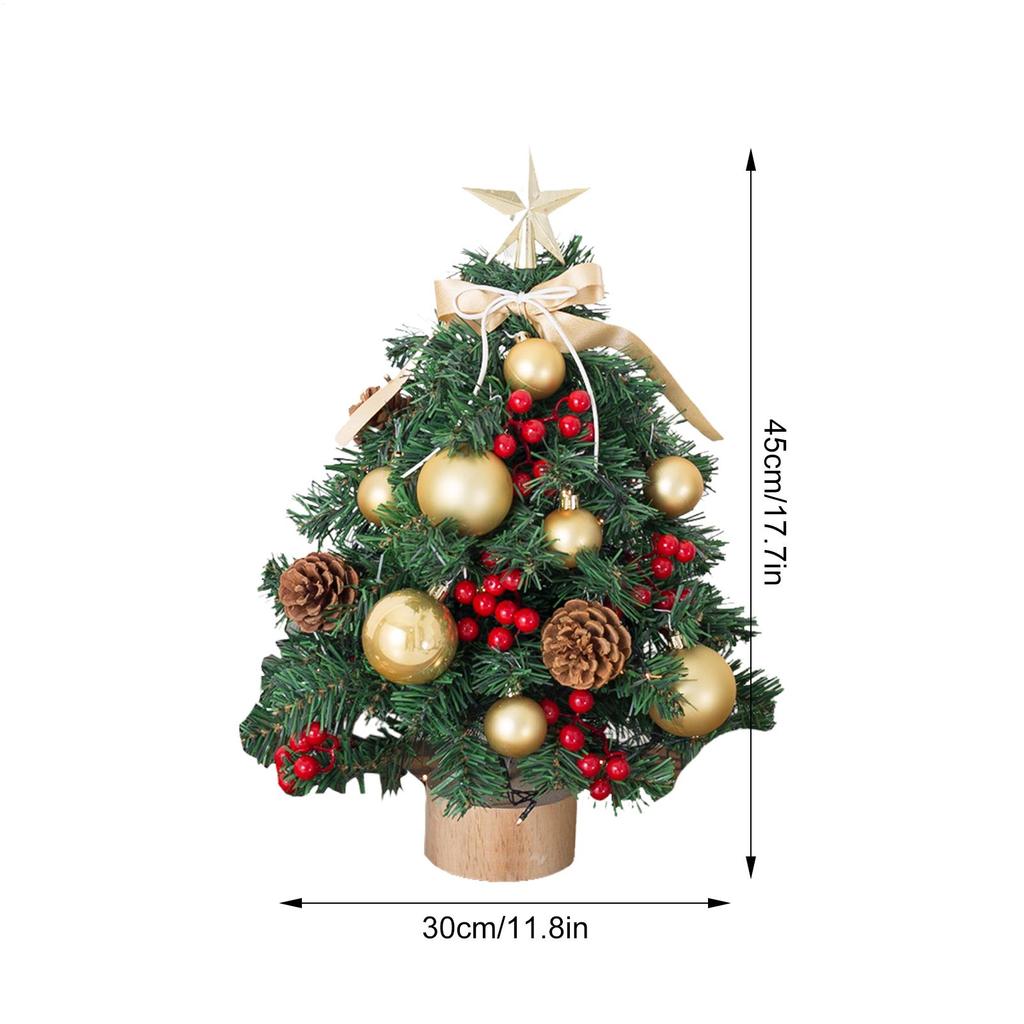 Tabletop Christmas Tree 18 Inch Seasonal Decor With LED Light Artificial Mini Christmas Tree For Office Home Bedroom Living Room
