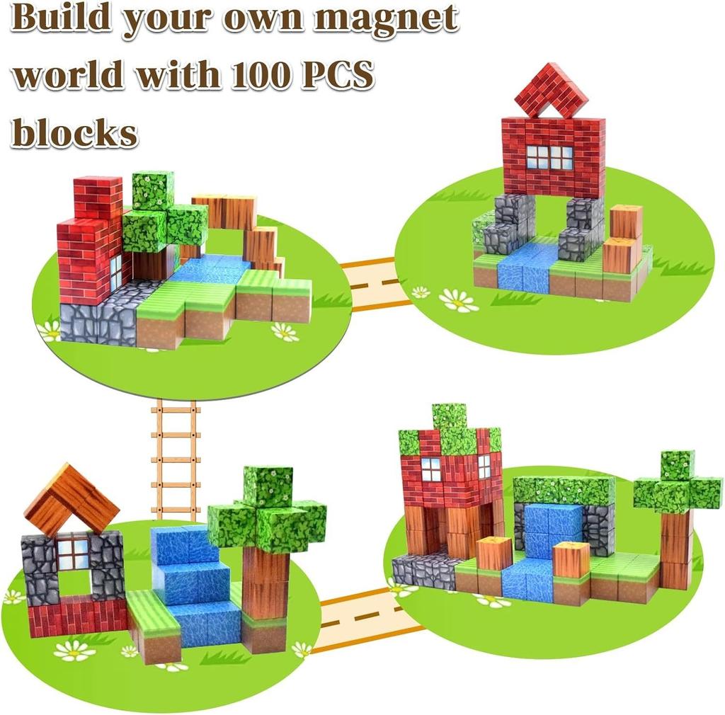 Magnetic 100pcs, Creative Building Toys, ABS Building Square, Suitable for Construction And Creation