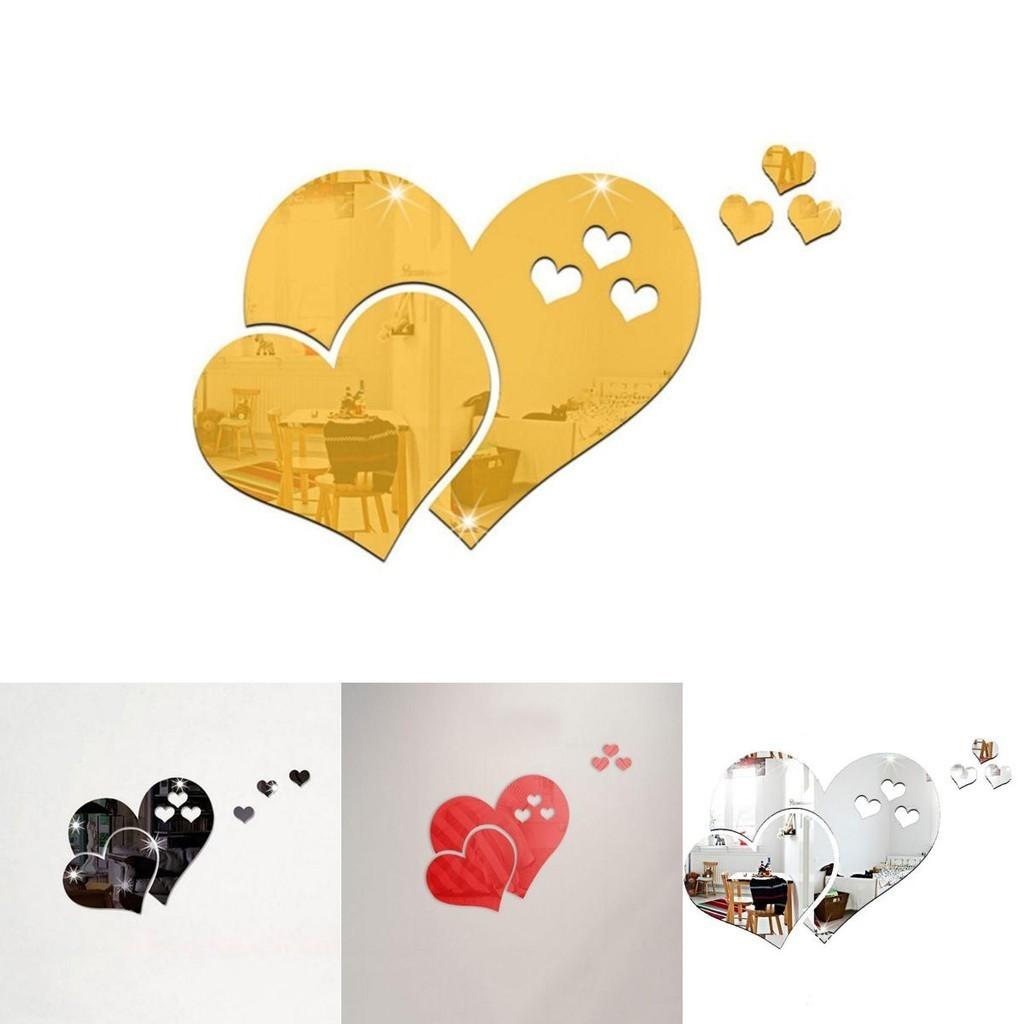 Eye-catching 3d Love Heart Mirror Wall Stickers Decal To Enhance Your Space