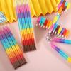 Rainbow Color Bullet Pen No-Sharpener Pencil Building Set As Kindergarten Prize Gift Stationery