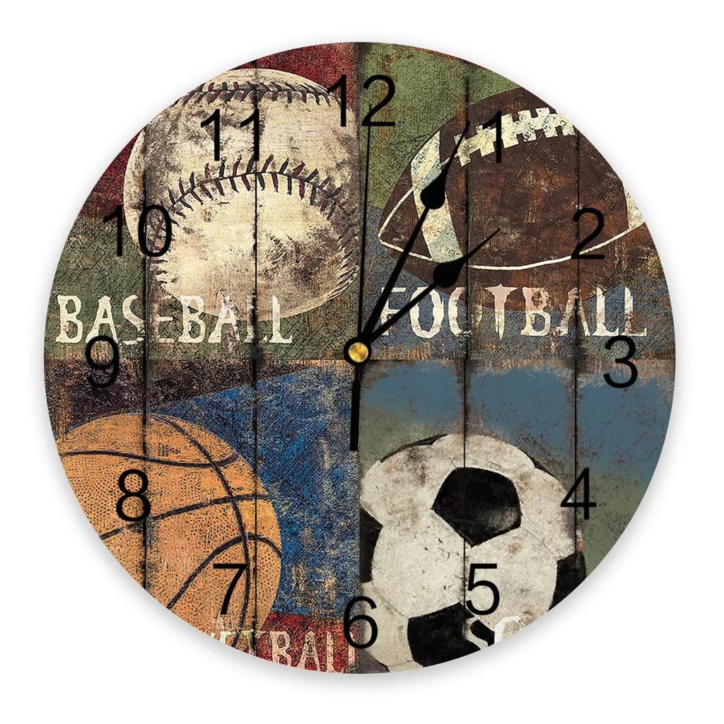 Sky Grass Football Clock Living Room Home Decor Large Round Wall Clock Mute Quartz Table Clock Bedroom Decoration Wall WatG6A9Q7