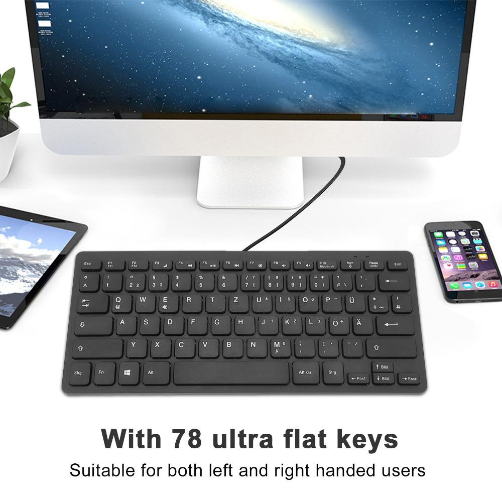78 Keys Language Keyboard Splash Proof USB Wired Keyboard Durable Ultra Thin Keyboard  Office Work