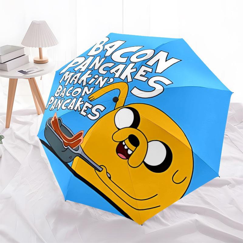 1pc Jake the Dog Automatic Open/Close Folding Umbrella, Windproof 8 Rib Construction, Lightweight Travel Umbrella,0903191