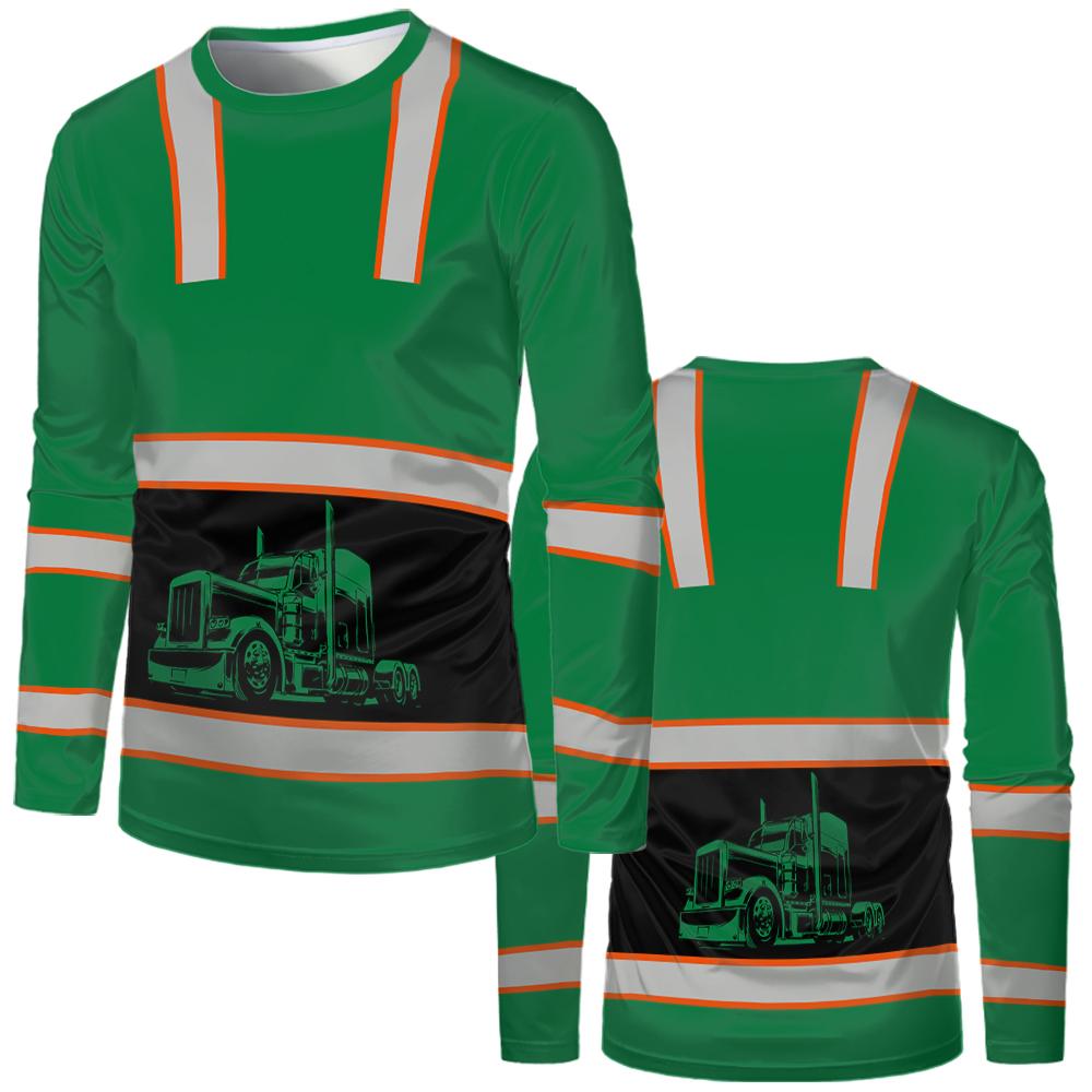 Construction Workers Uniforms Man T Shirts Loose Casual Classic O Neck Long-sleeve Tops Comfortable Breathable Work Shirt