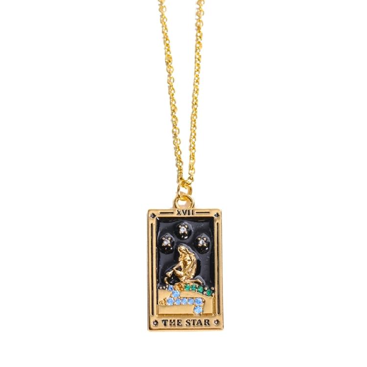Stylish Tarot Pendant Necklace Tarot Card Enthusiast Present Fashion Tarot Jewelry Party and Festival Necklace for Daily