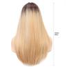 Synthetic Long Straight Hair Wig Blonde Ombre Color for Women Girls Daily Use