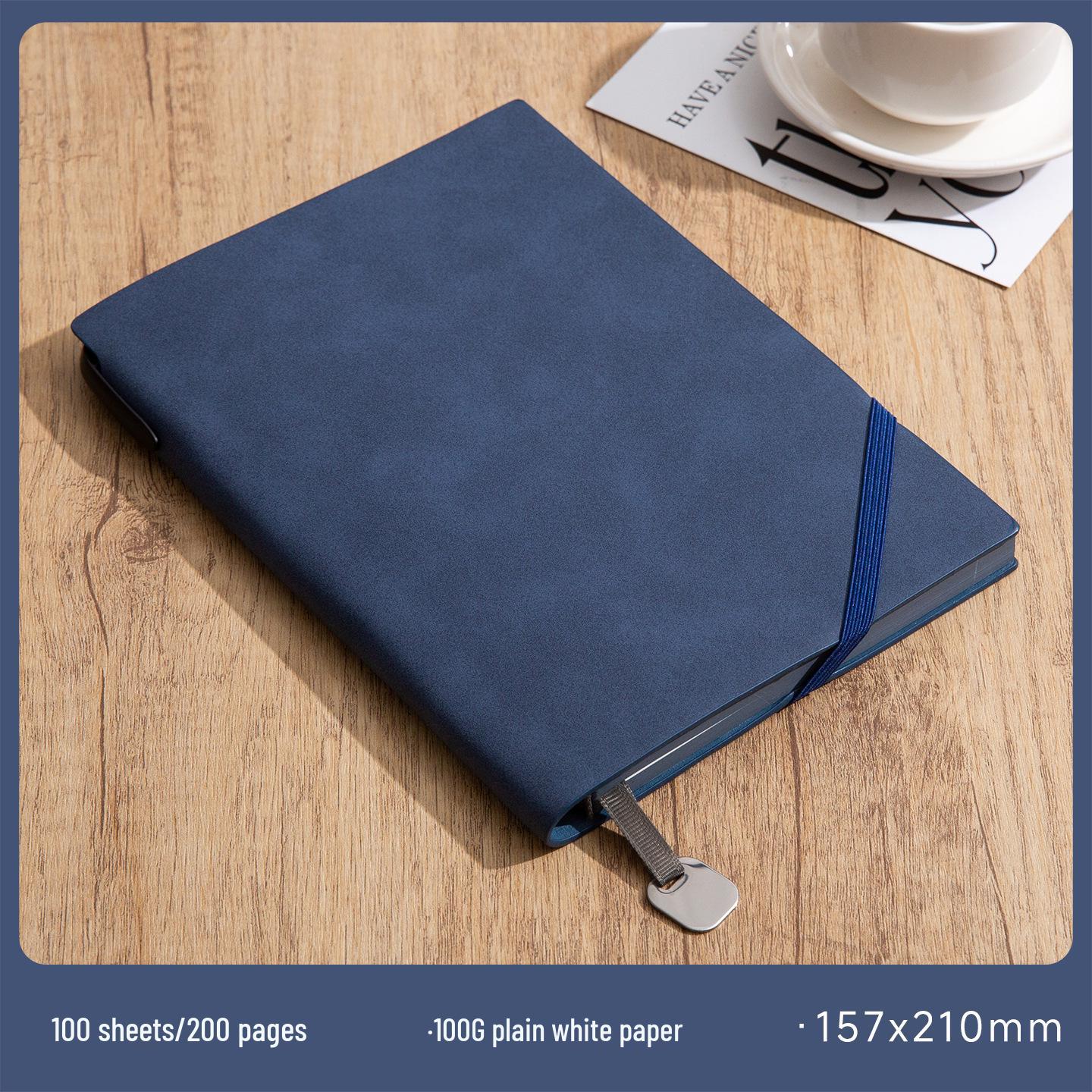 Retro Suede Leather Notebook with Strap - High-end Business Meeting Book, Customizable with Logo