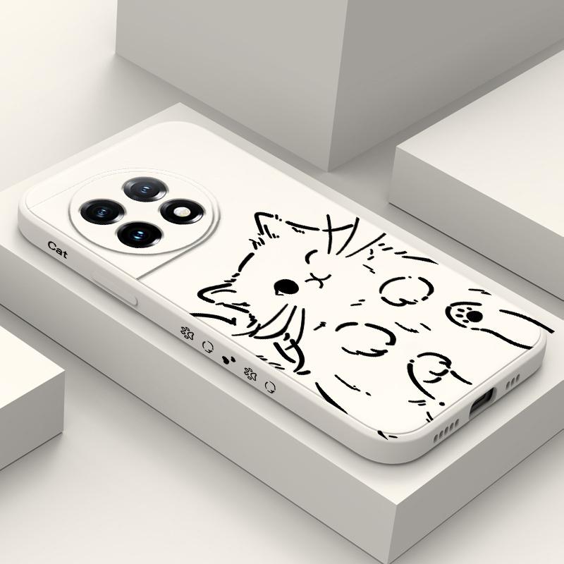 Smart Cat Phone Case For Oneplus 13 13R 12 12R 11 11R 10 10R 10T 9R 9RT 9 8T 8 7 7T Pro 5G Liquid Silicone Cover