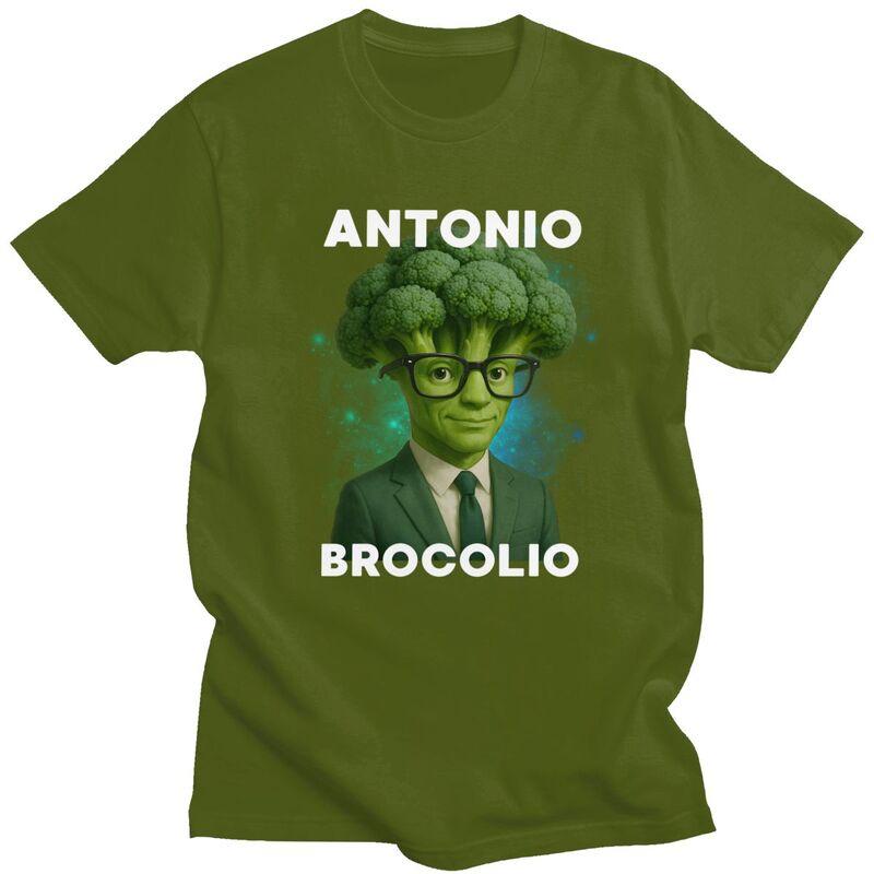 Antonio Brocolio Italian Brainrot Meme Broccoli T Shirt for Men 100 Cotton Tshirt Streetwaer Short Sleeve Tee Shirt Slim Fit