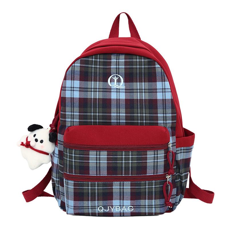 Schultasche Retro-Karomuster Rucksack für Männer und Frauen, Mittelstufenschüler und Studenten, Schultaschen-Trend, Harajuku strapazierfähiger Rucksack