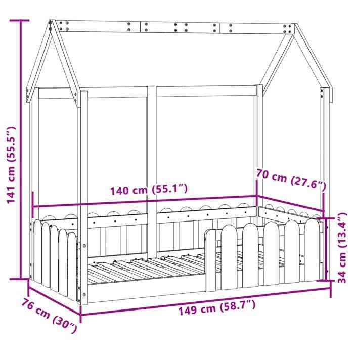 VidaXL Children's Bed Frames House Shape 70x140cm Solid Pine Wood, House-Shaped Bed Frame, Bed Frame for 850698