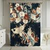 1Pc Crane And Floral Pattern Shower Curtain, Comfortable Bathroom Decor, Polyester Fabric With 12 Hooks, 70. 8X70. 8 Inches