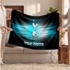 Tottenham Hotspur FC Personalized Fleece Blanket With Football Logo, Custom Name Text Soft Warm Home Throw Blanket