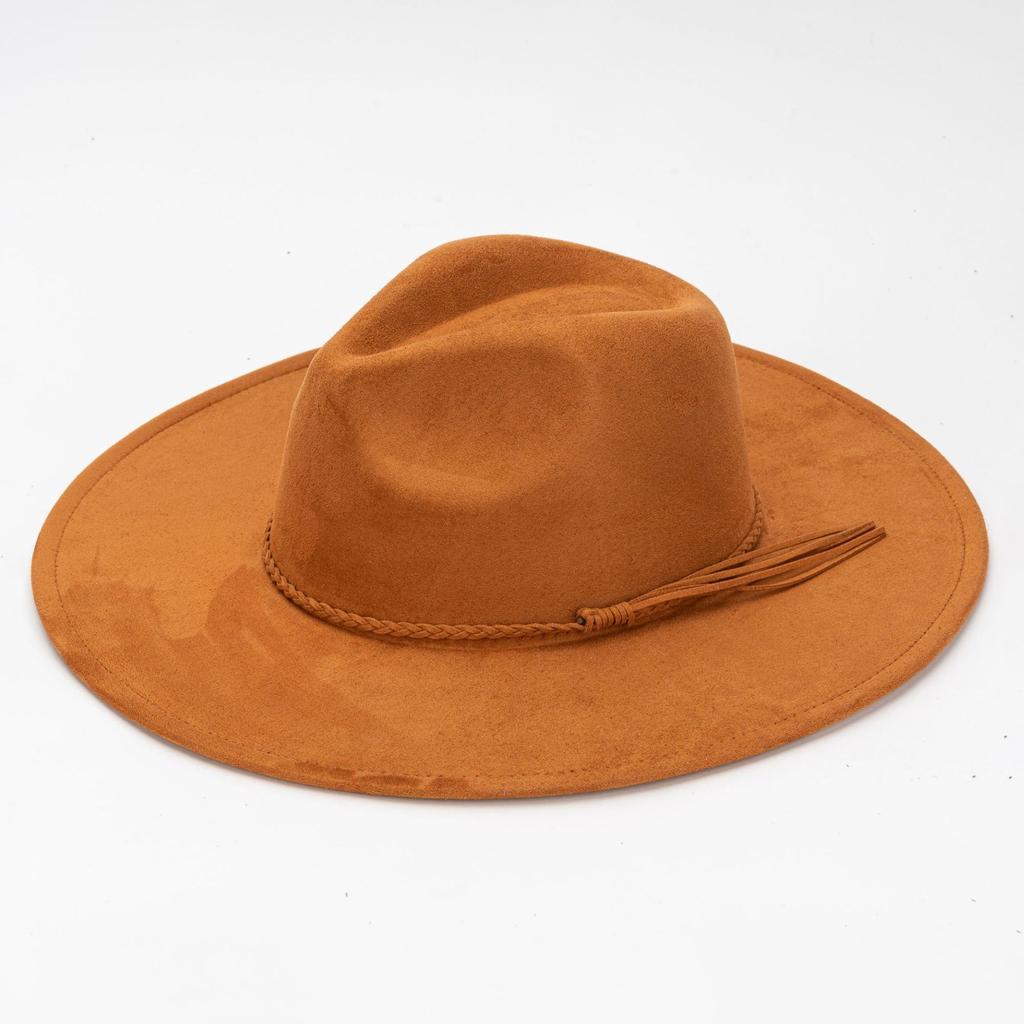 9.5Cm Big Edge Peach Heart Top Hat, Suede Felt Hat, Retro Fashion Big Eaves Hat, Flat Edge Gentleman'S Hat