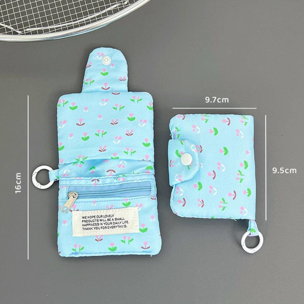 

Simple Cloth Coin Purse Floral Print Portable Small Wallet Multilayer Card Holder синій