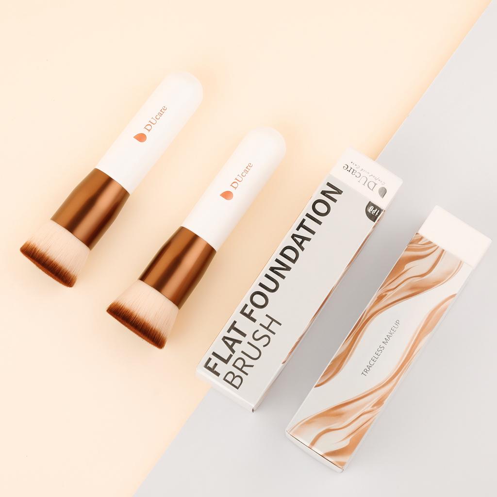 DUcare Foundation Brush 2pcs Flat Top Kabuki Self Tanner Brush Synthetic Makeup Brush Liquid Blending Mineral Powder Buffing Stippling Makeup Tools