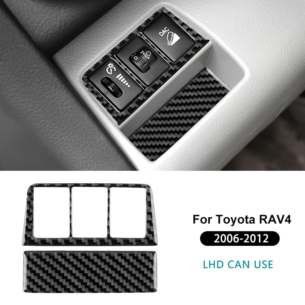 Echter weicher Kohlefaseraufkleber für Toyota RAV4 2006 2007 2008 2009 2010 2011 2012 LHD Auto Scheinwerferschalter Rahmen Innenverkleidung