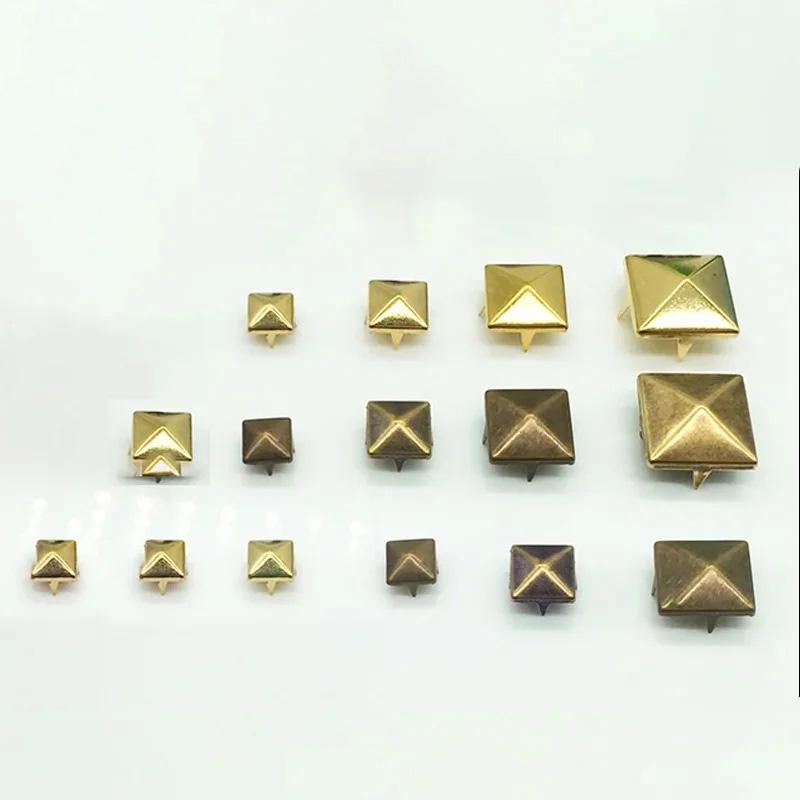 20/30/50Pcs 4~15mm Metal 4 Claw Rivets Square/Round Spike Studs Pyramid Rivets for Clothes Shoes Bags Belt Punk DIY Leathercraft