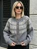 Fair Isle Cardigan Sweater for Women Vintage Round Neck Knit Top Fall Winter
