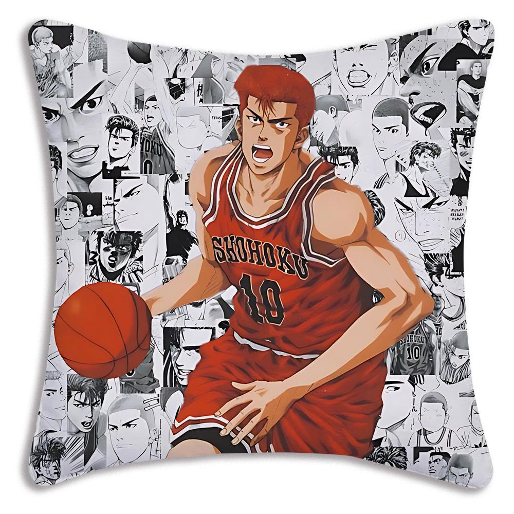 Pillow Covers Hot Anime S-Slams Dunk Cartoon Sofa Decorative Home Double-Sided Printing Short Plush Cute Cushion Cover