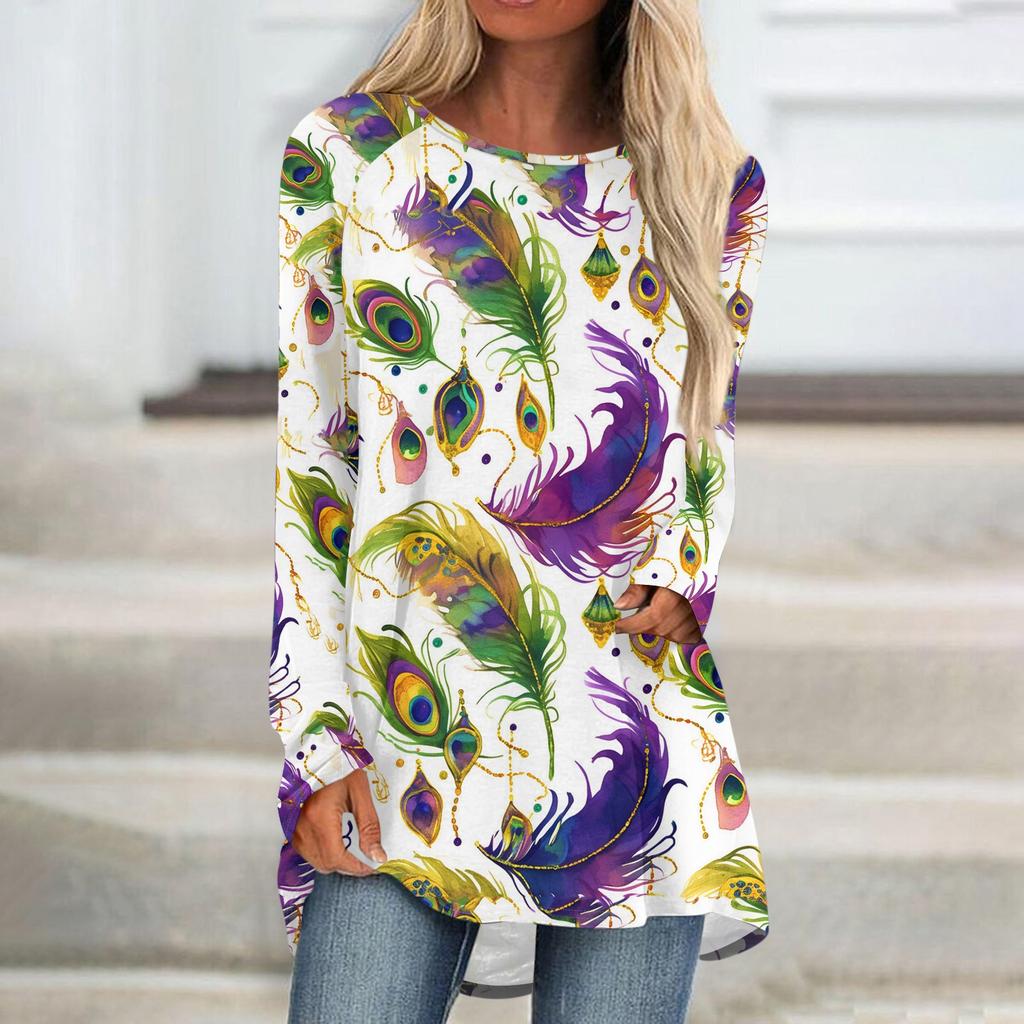 Damen Modisches Rundhals Raglan Langarm Karneval Bedrucktes Lässiges Pullover Oberteil