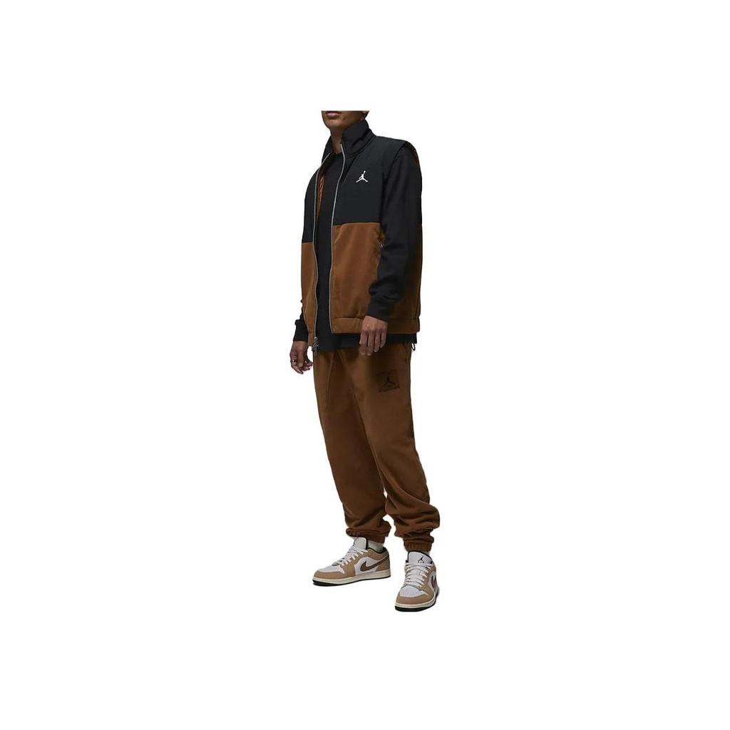 Jordan Essentials Stitched Fabric Stand Collar Zip Vest Men Vest Light-British-Tan FD8629-281