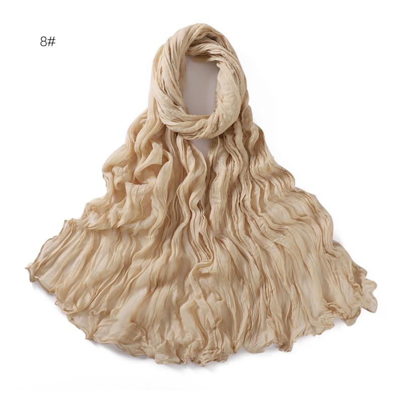 85 * 180cm Wrinkled Cotton And Line Designer Scarf Head Hijab Wrap Women Shawls Femme Lady Headband Muslim Hijabs Ramadan
