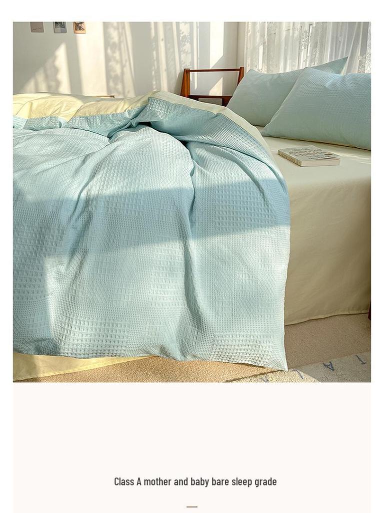 2024 A-Class Pure Cotton Bedding Set: Solid Color Duvet Cover & Bed Sheet