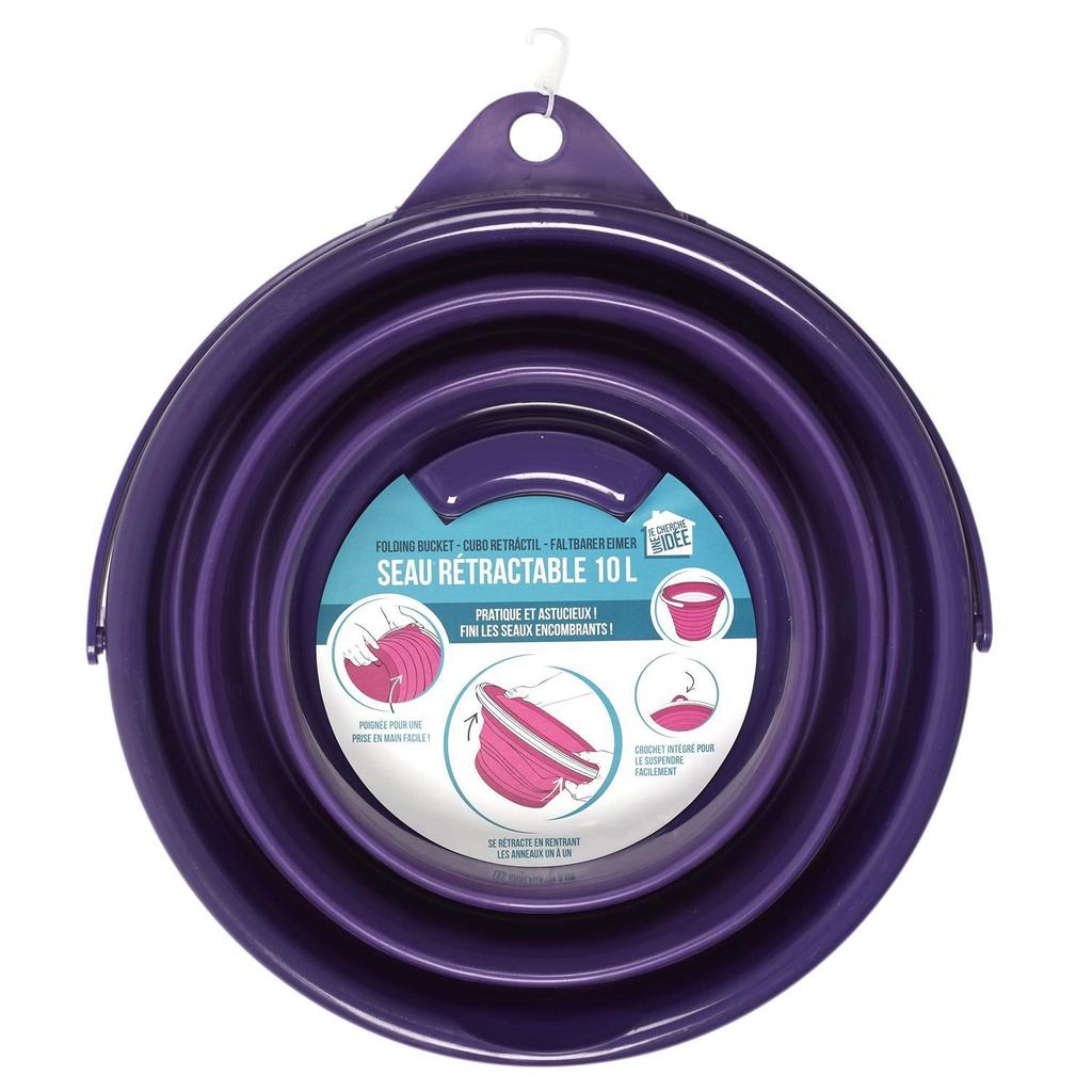 10L FOLDABLE BUCKET purple WITH PLASTIC HANDLE