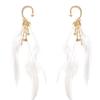 Feather Tassels Earrings with Rhinestones Star Chain Lightweight Ear Cuff Accessories For Women Daily Wear Or Party