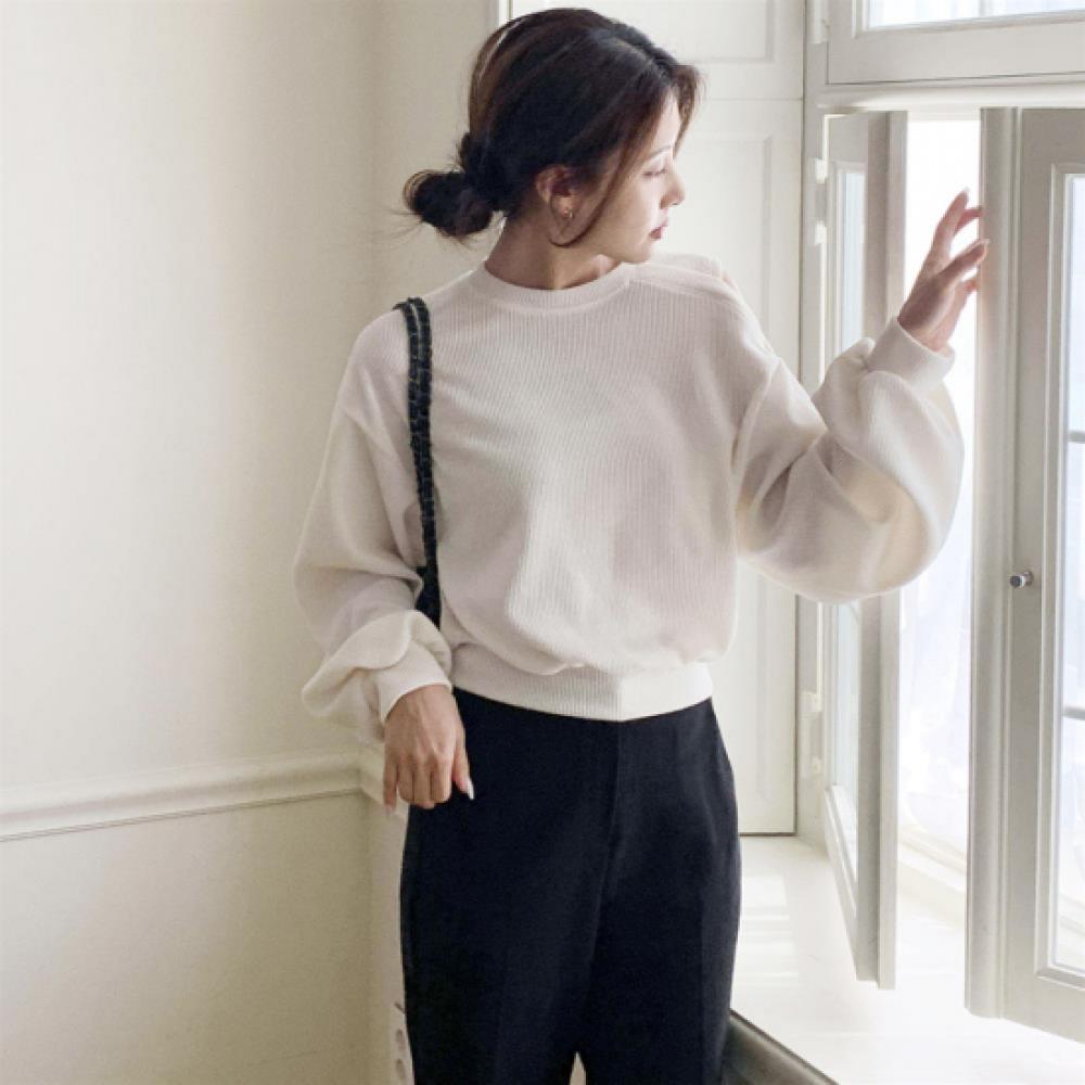 New Arrivals Open Run Women Loose Fit Long Sleeve Sweatshirt Shoulder Cut Ribbed