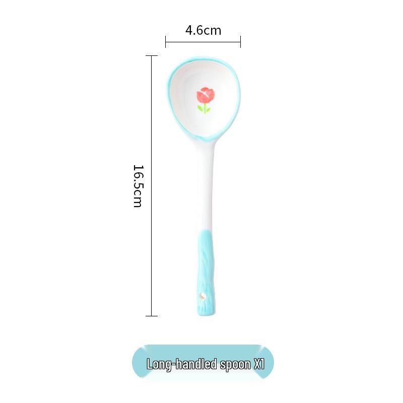Ceramic Underglaze Twisty Stirring Spoon - Cute Children's Tableware and Dessert Spoon
