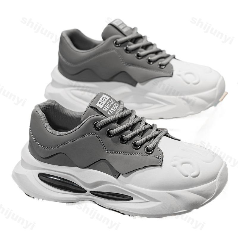 Men Shoes Chunky Sneakers Designer Soft Sole Sport Shoes Fashion Casual Microfiber Leather Height Increased Platform Sneakers
