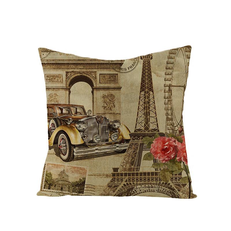 Kissenbezug im Retro-amerikanischen Stil Polyester Bedrucktes Kissen Heim Wohnzimmer Sofa Bedrucktes Kissen
