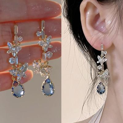 Mode tendance Design Unique élégant exquis lumière luxe Zircon papillon goutte d'eau gland boucles d'oreilles femme bijoux cadeau de fête