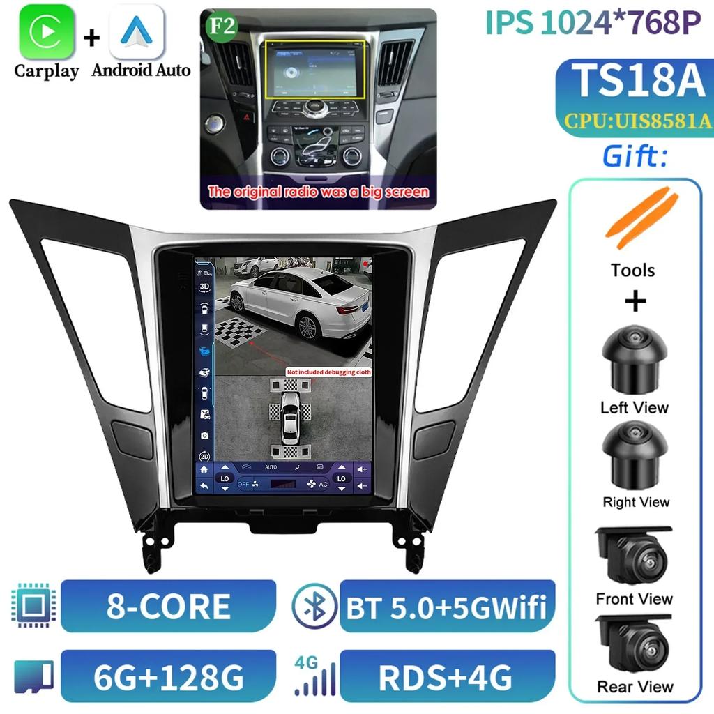 9.7inch Car Radio Multimedia Video GPS  For Hyundai Sonata Yf 8 2010-2018 Screen Android Stereo 4G  Wireless Navigation Stereo G