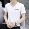 Top V Neck Streetwear Blue Clothing Alphabet Man Tee Shirts Smooth T Shirt for Men Summer Chic Fashion Hot High Quality Xl S