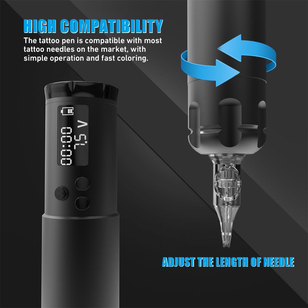 Complete Rotary Wireless Tattoo Machine Kit With 20PCS MIX Sterile Tattoo Cartridge Needles Tattoo Gun Set for Tattoo Artist