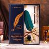 Blue Box Feather Gem Fountain Pen Gift Set: Original High-Value Calligraphy Practice Turkey Heart Dip Pen.