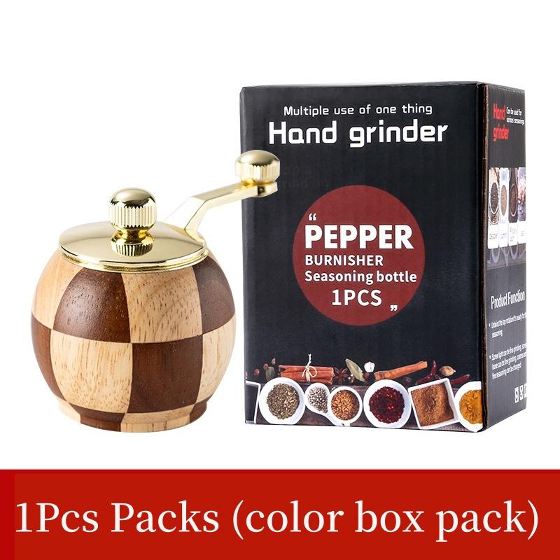 

Hand-crank Pepper Grinder,Ceramic Core,Vase/Wine Jar/Sphere Style Spice Pepper Mill,Multi-purpose Salt Shakers,Wooden,BBQ Mill