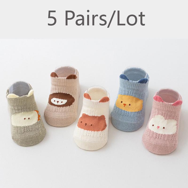 3/5 Pairs Baby Socks Cool Summer Wear Lightweight Baby Boy Socks Nonslip Cotton Socks For Newborns