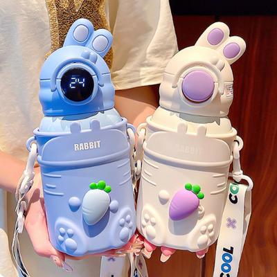 Bottiglia Termica per Acqua in Acciaio Inossidabile da 500 ml per Bambini Cartone Animato Bambini Tazza Termos con Cannuccia Tazza Isolata a Prova di Perdite Articoli per Bevande