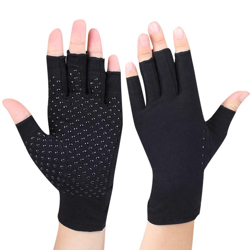 Halbfinger-Anti-Rutsch-Sporthandschuhe mit Handgriffen Silikon-Griff Winddicht zum Fahren Fitness-Training Outdoor-Aktivitäten
