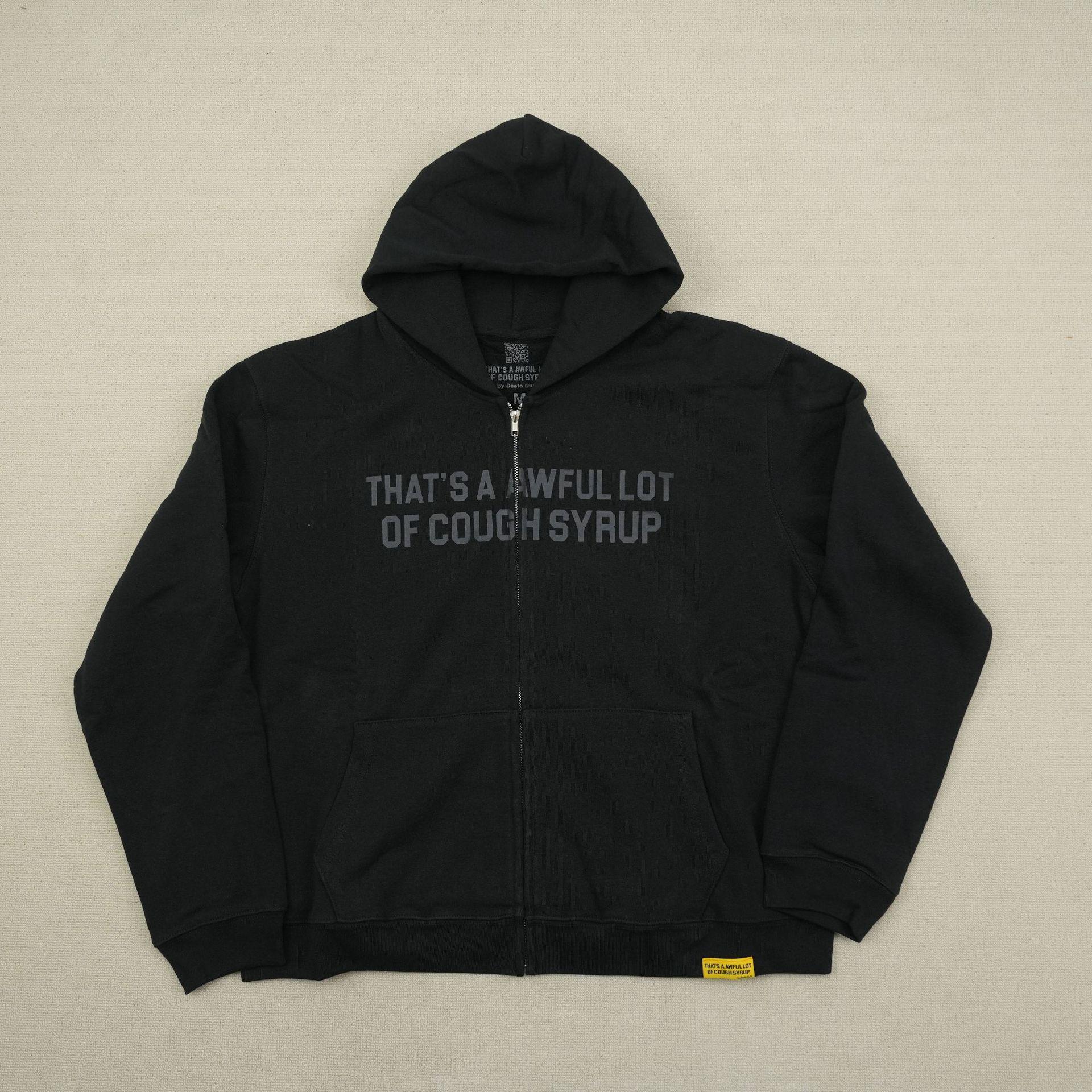 Trendy Zippered Cough Syrup Hoodie S