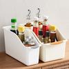 Kitchen Counter Organizer Condiment Bottles Storage Box Spice Jars Holder Storage Bin with Handle for Canned Food Snacks Pantry Cabinet Shelves